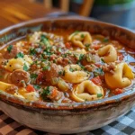 A Warm Bowl of Sausage and Tortellini Soup