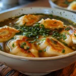 Bowl of Delicious Potsticker Soup