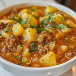Cheesy Hamburger Potato Soup Delight