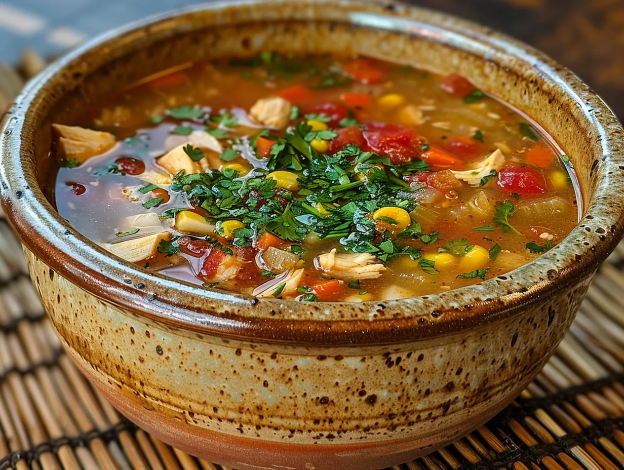 A cozy bowl of Southwest Chicken Soup.