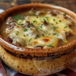 Hearty Bowl of Philly Cheesesteak Soup