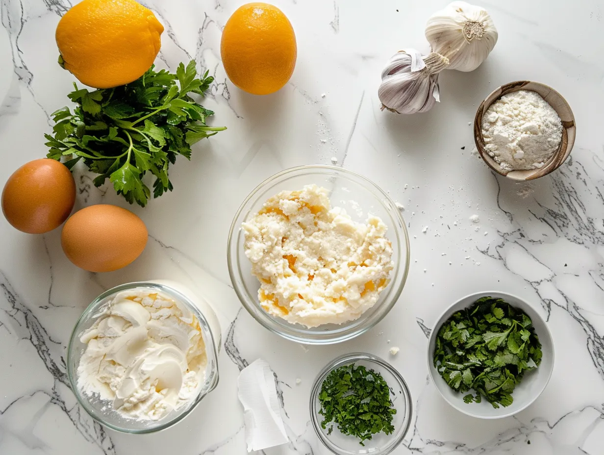 Ingredients for Ghost Mini Taco Pies including ground beef, taco seasoning, diced tomatoes, refried beans, pie crusts, cheddar cheese, and black olives.
