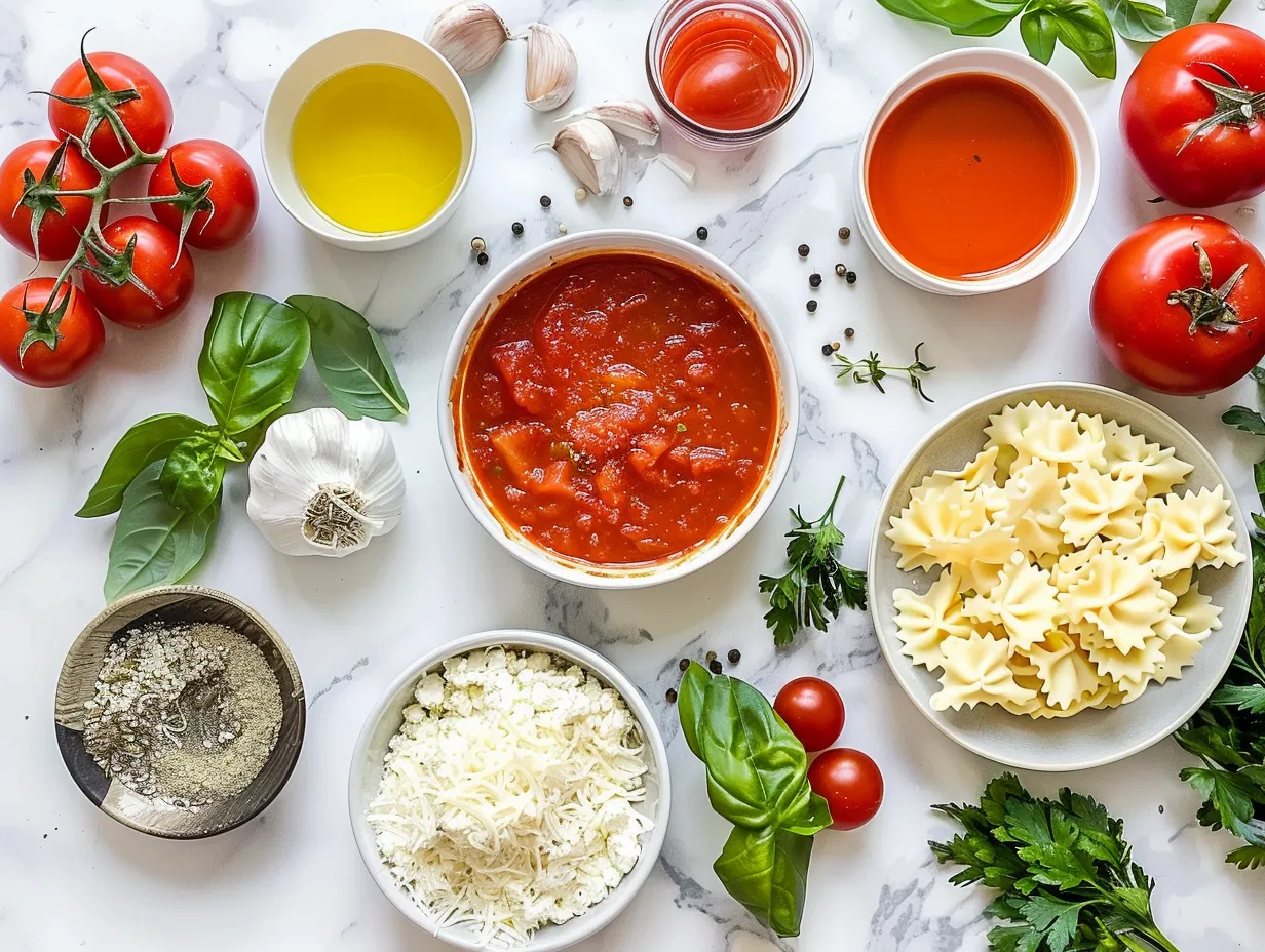 All the ingredients you need for a delicious batch of White Lasagna Soup