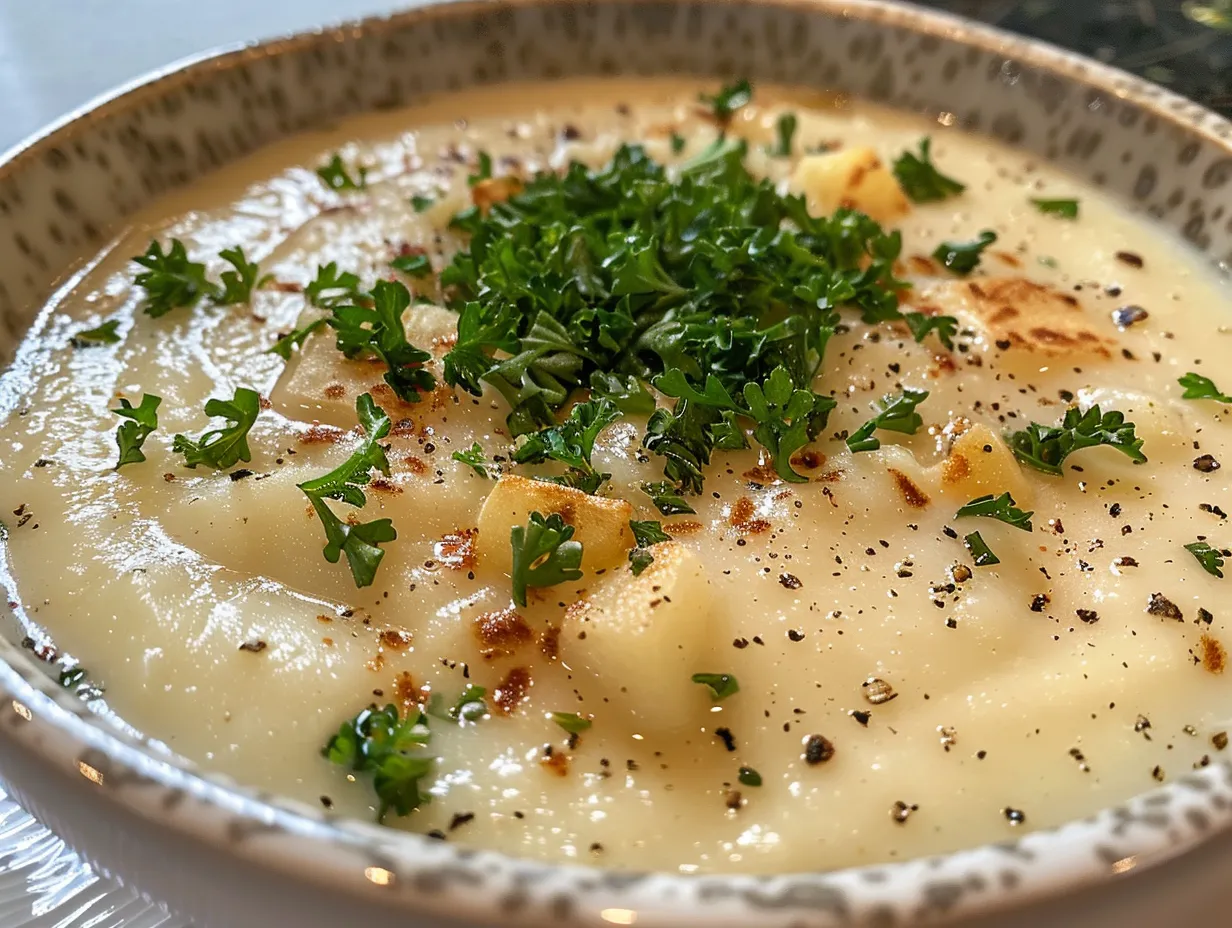 A delicious bowl of homemade Copycat Paneras Potato Soup.
