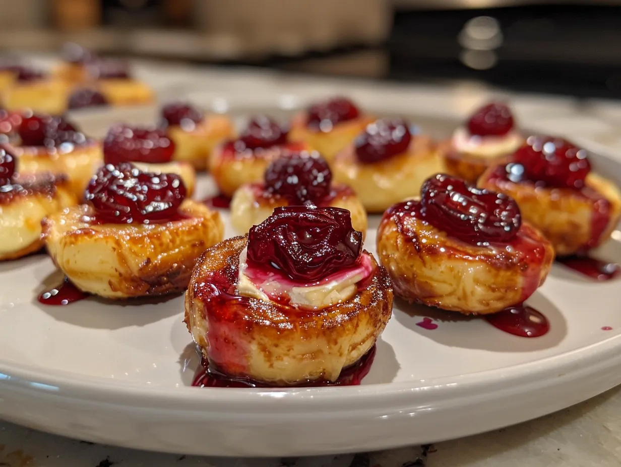 Air Fryer Cranberry Brie Bites Plated