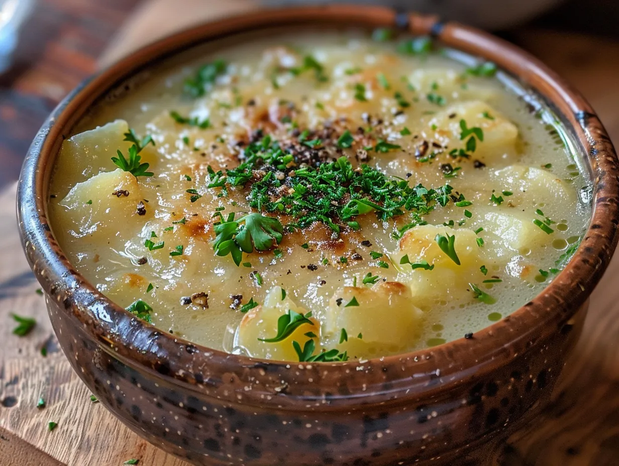 Bowl of hearty German Potato Soup