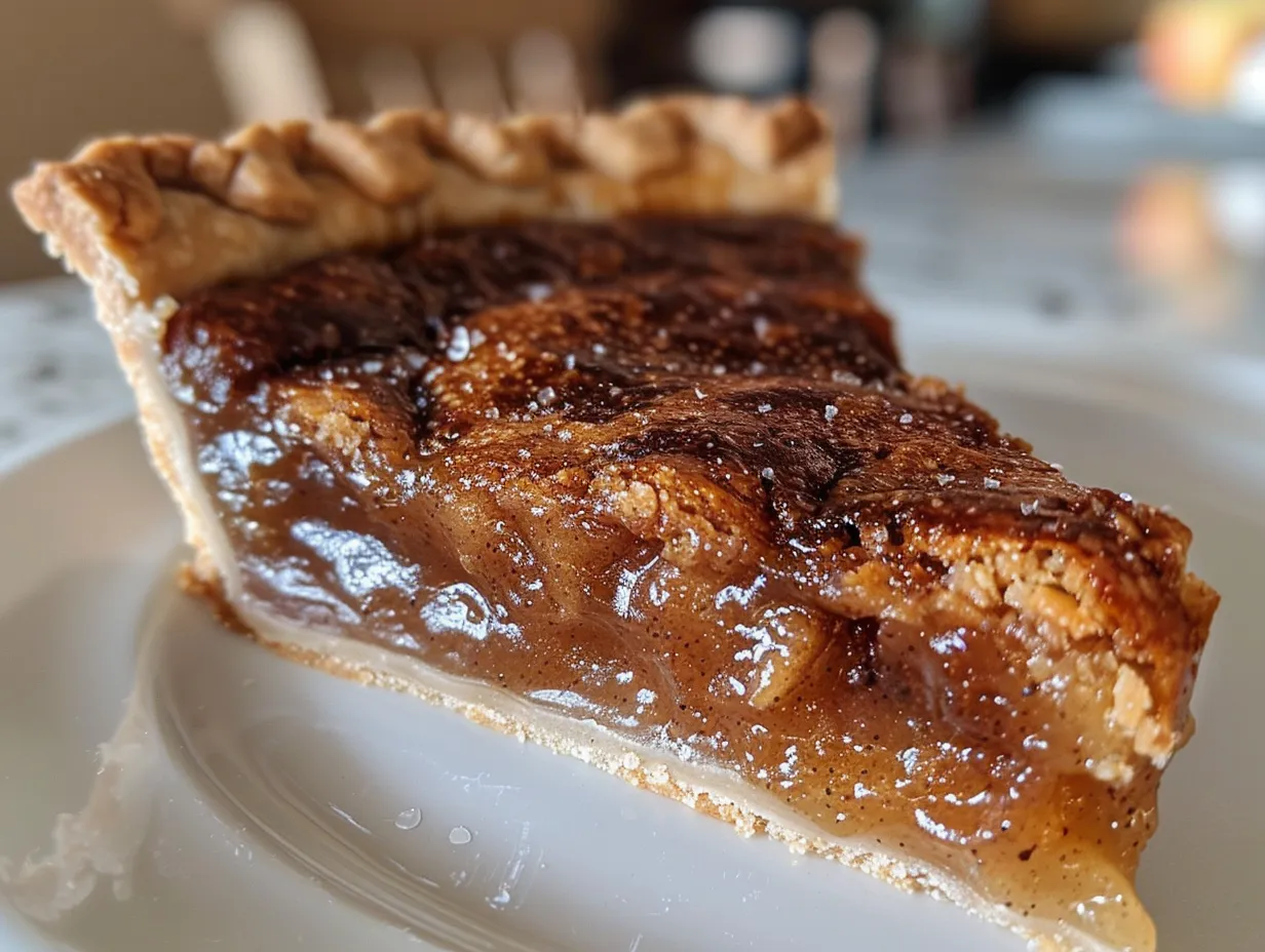 Delicious Apple Butter Pie on a Wooden Table