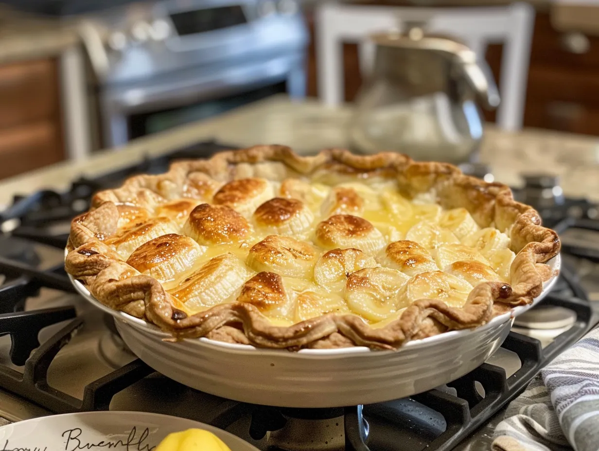 Slice of delicious homemade banana cream pie.