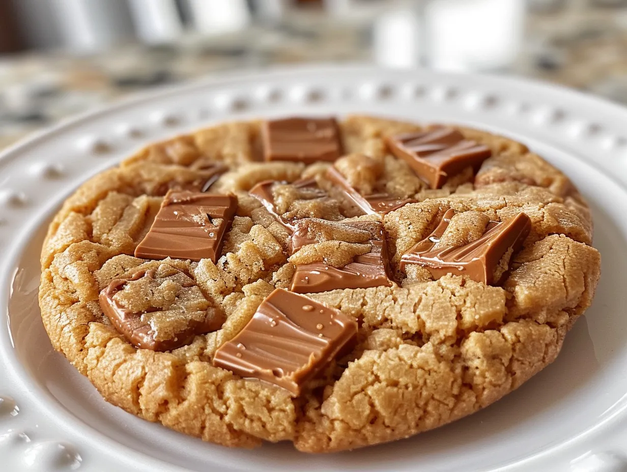 Delicious Reeses peanut butter cup cookies on a cooling rack.