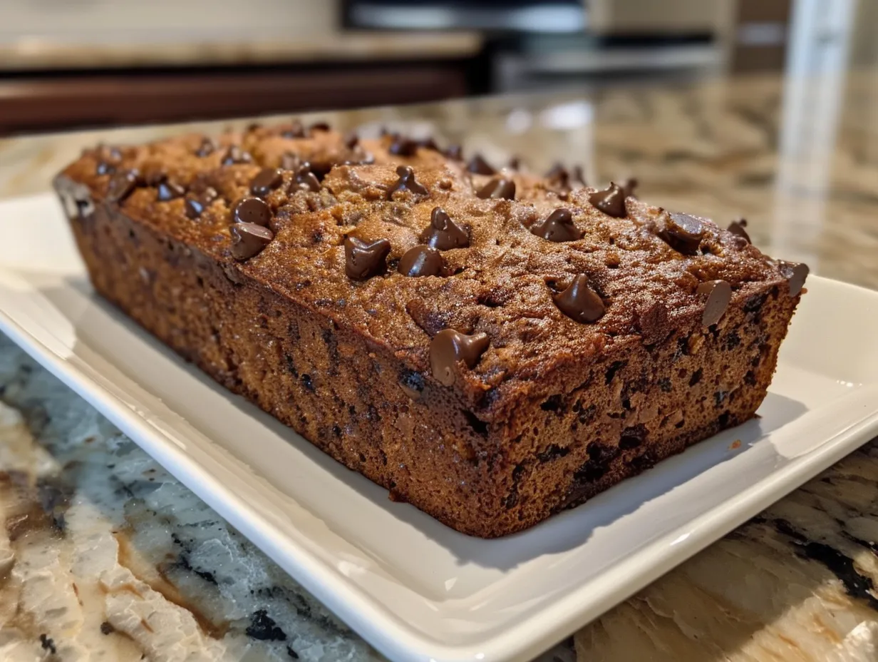 Freshly baked loaf of protein banana bread
