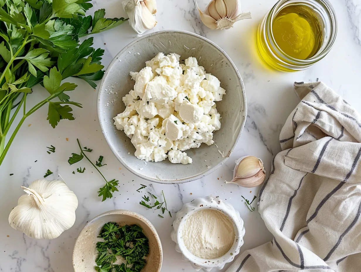 Ingredients for making a Garlic Herb Cheeseball