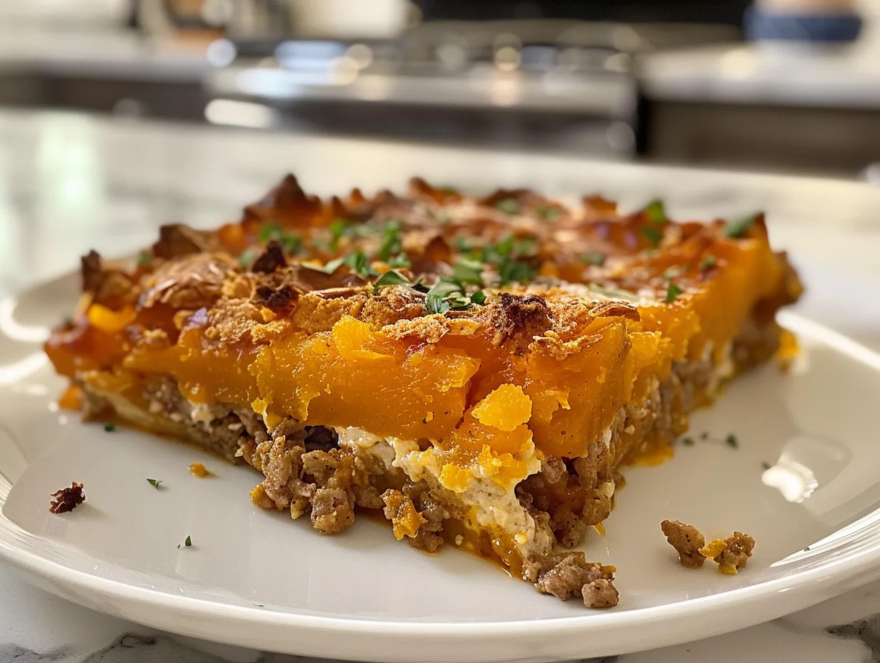 Golden brown squash casserole with a bubbly, cheesy topping.