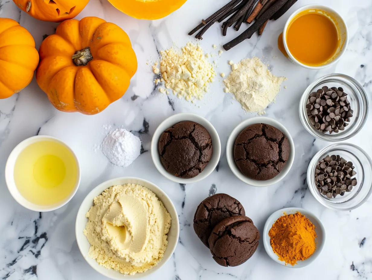 All the ingredients for making Halloween Whoopie Pies laid out on a table