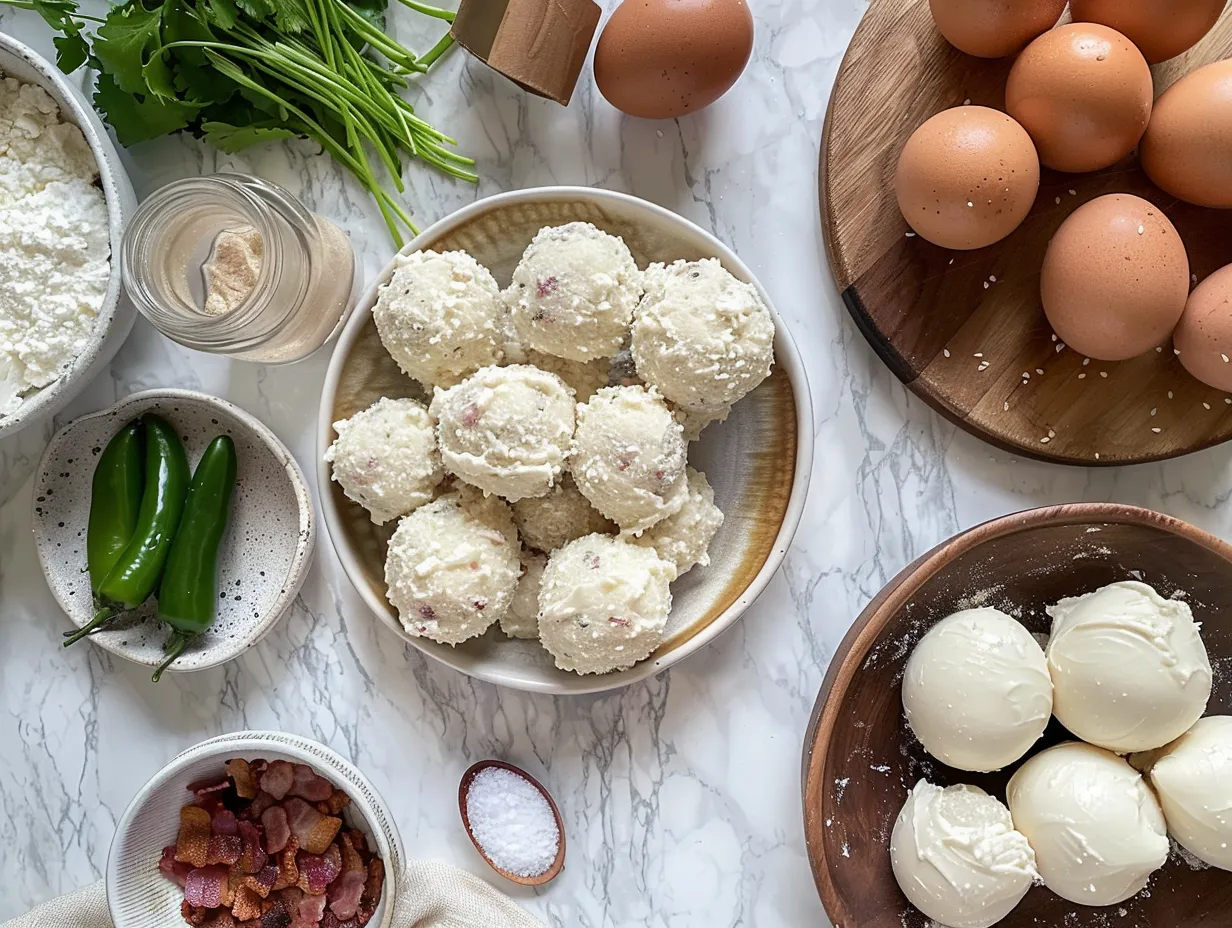 Ingredients for bacon jalapeño cream cheese balls