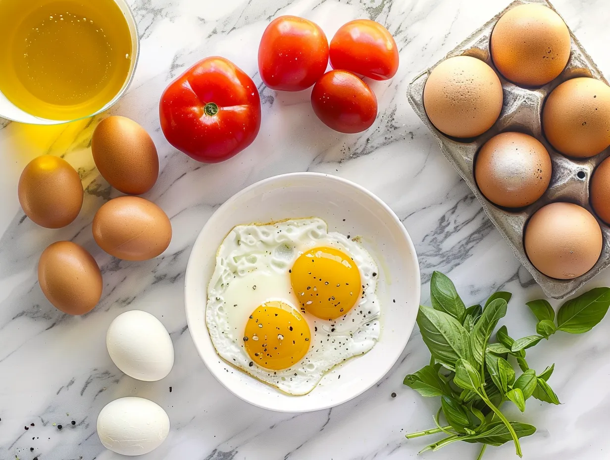 Ingredients for making hot honey mozzarella eggs