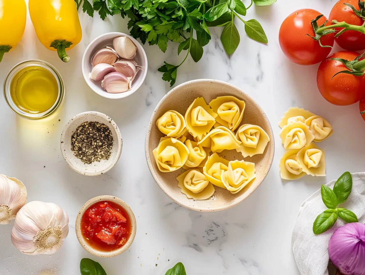 Ingredients for making Tortellini Soup with Sausage
