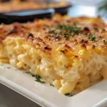 Macaroni Corn Casserole Overhead Shot