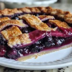 Overhead Shot of Freshly Baked Blueberry Pie