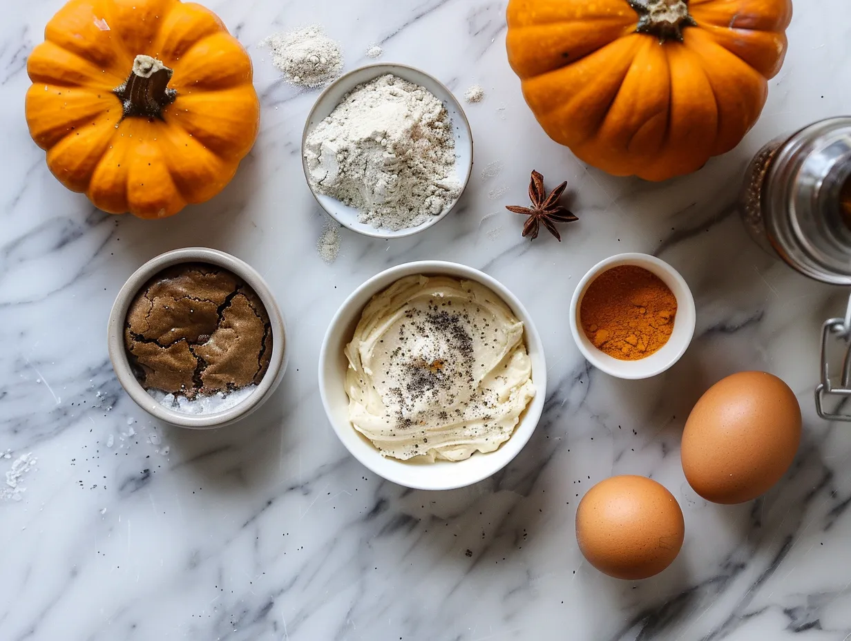 Ingredients for making Pumpkin Cheesecake Brownies.