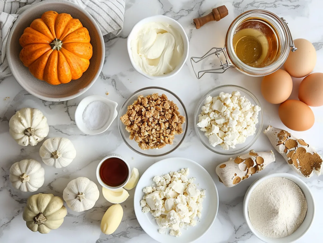 Ingredients for making Pumpkin Streusel Cheesecake