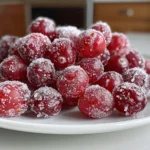 Sugared cranberries on a festive table setting