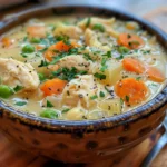 Warm and comforting bowl of Chicken Pot Pie Soup