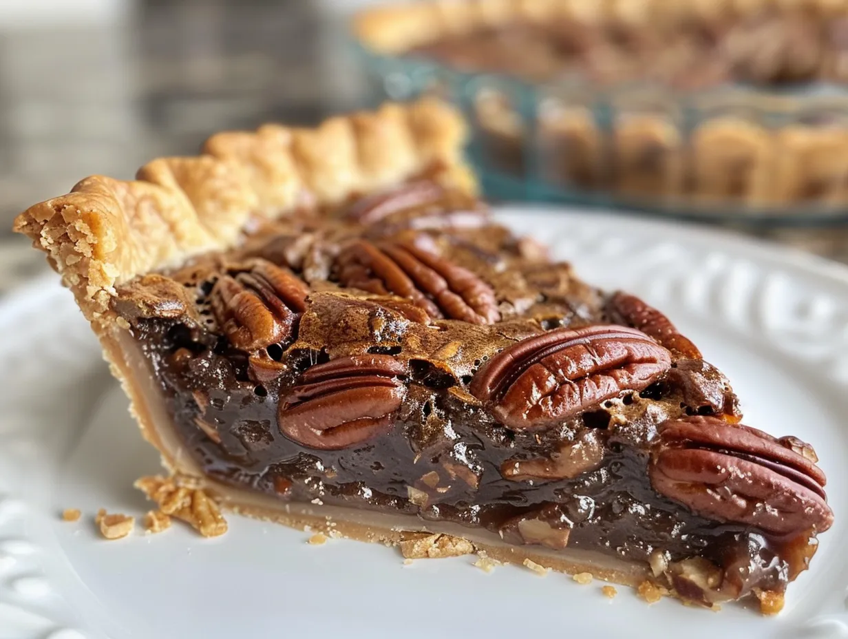 Warm Texas Chocolate Pecan Pie Slice