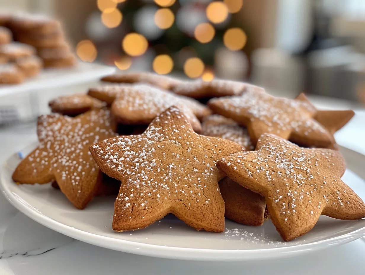 A close-up photo of a plate of gingerbread cookies