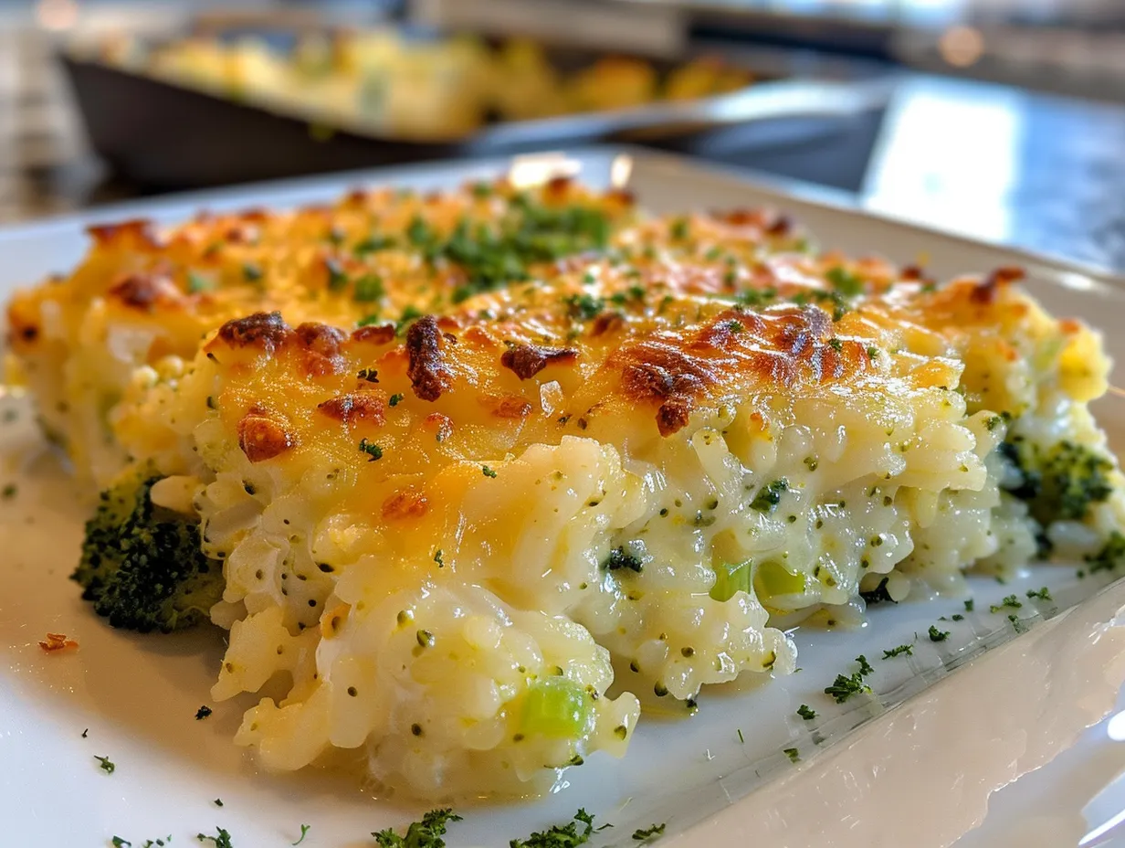 A Delicious Broccoli Cheese Rice Casserole