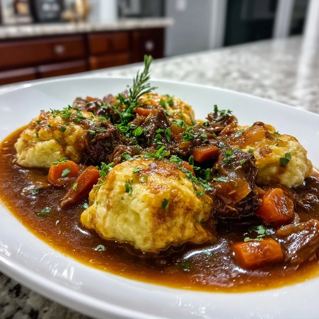 A Hearty Bowl of Homemade Beef Stew and Dumplings