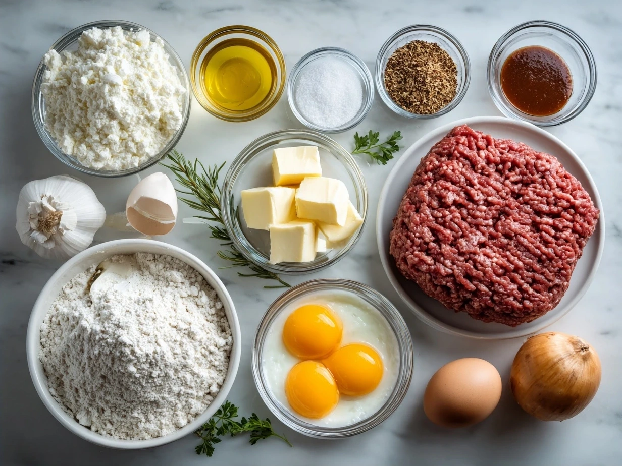 All the ingredients needed to make Amish Hamburger Steak Bake