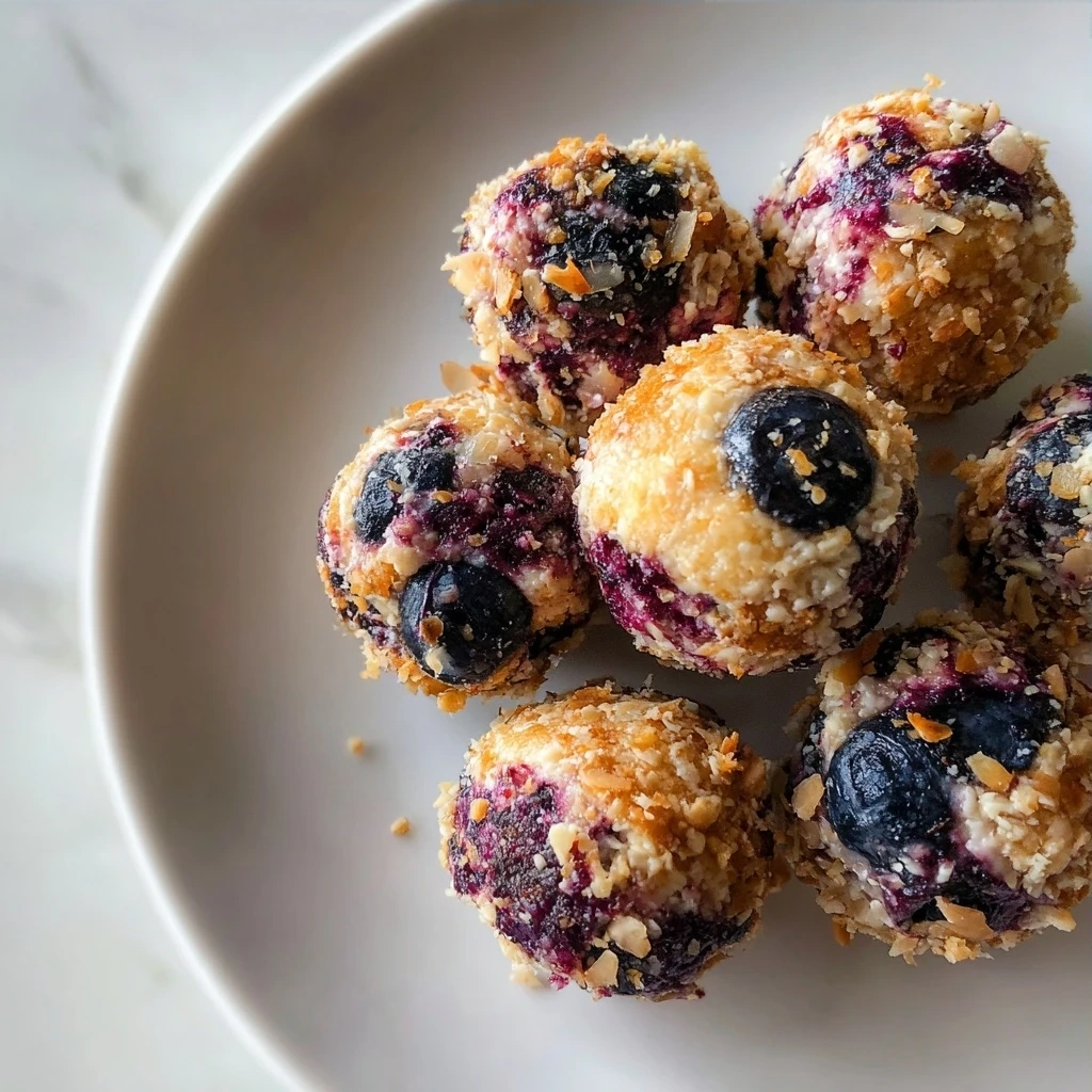 Blueberry Cheesecake Protein Bites on a plate, ready to be served.