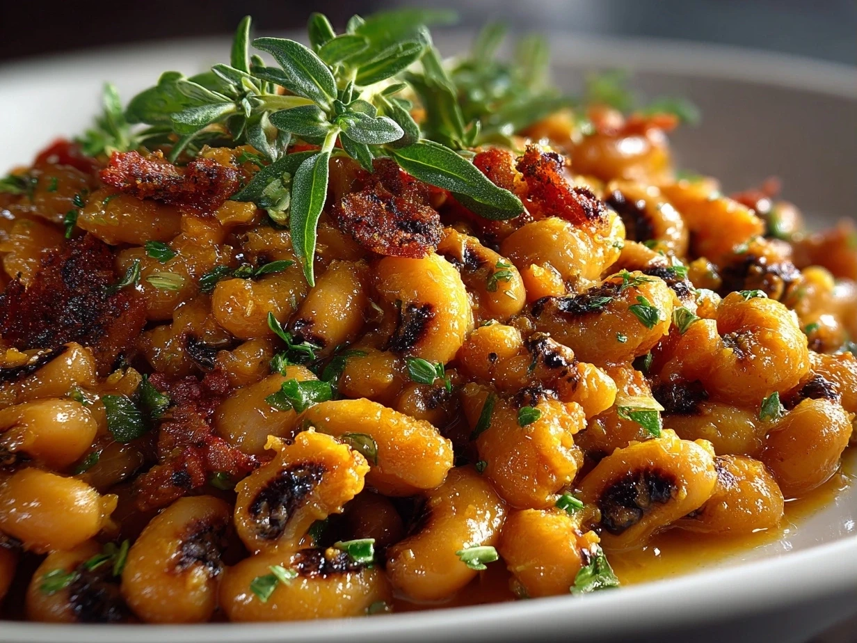 Close-up of finished Southern-Style Black-Eyed Peas in a bowl.