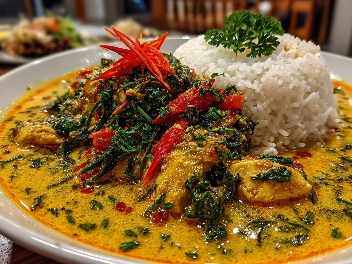 Close up of finished Thai Red Curry Chicken