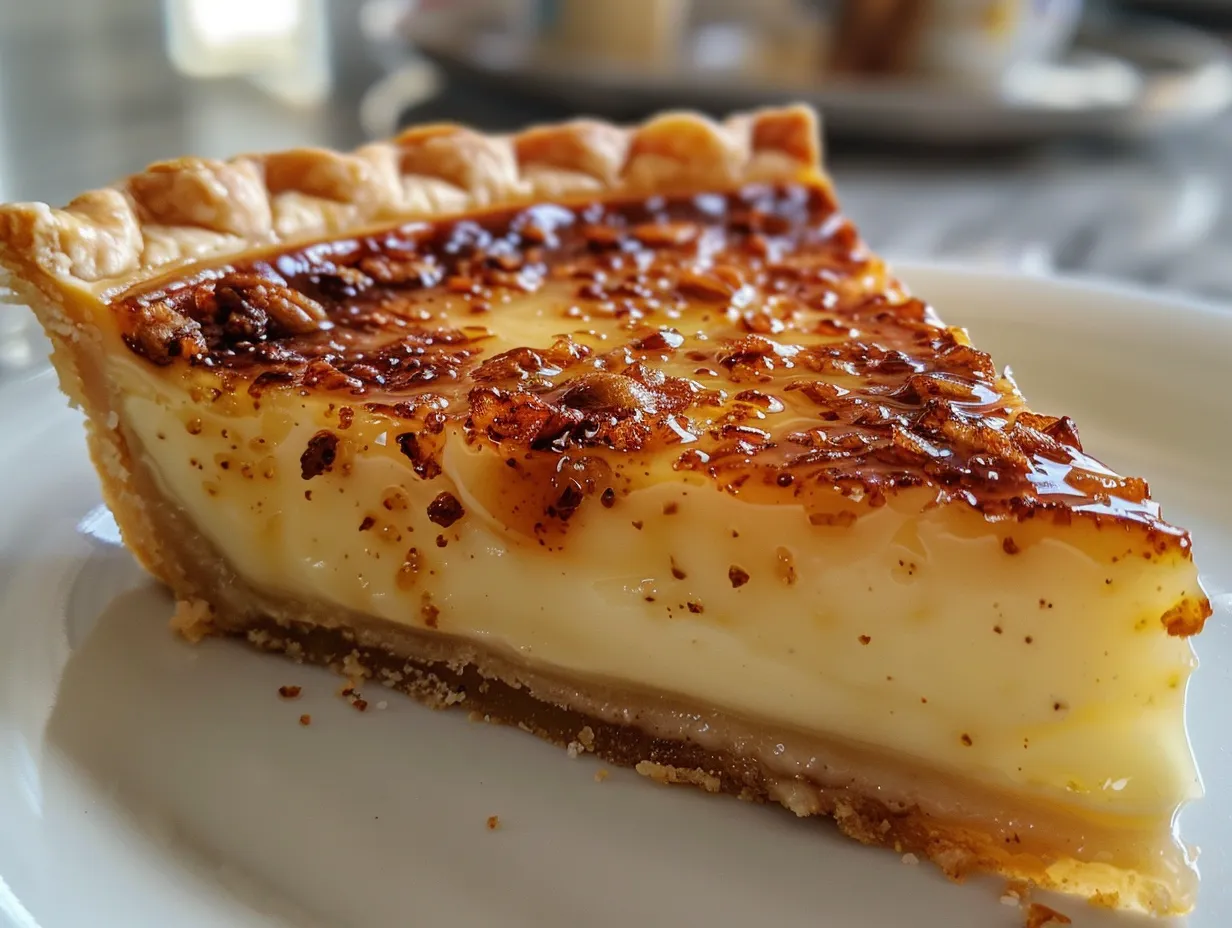 Delectable Custard Pie with Praline Sauce