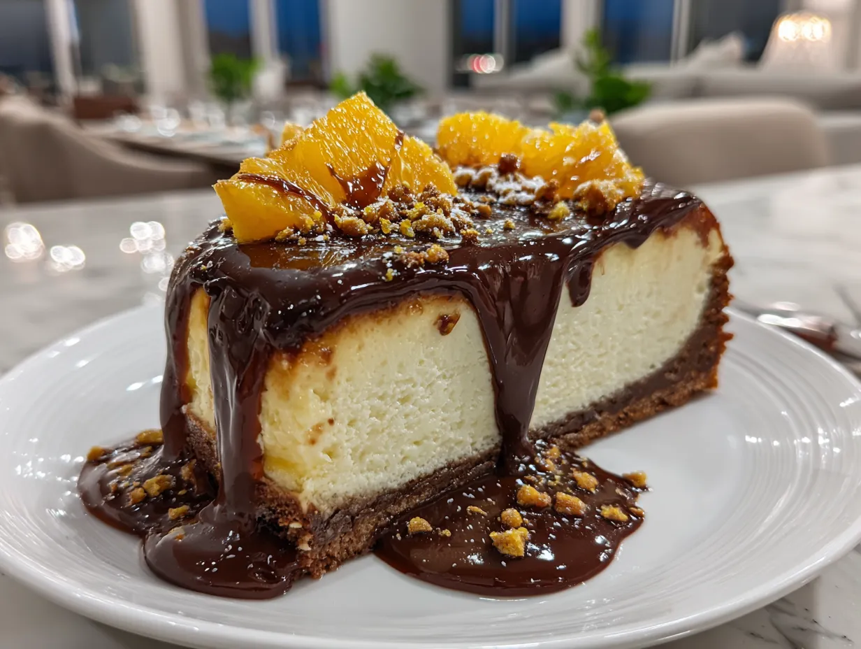Delicious Slice of Chocolate Orange Cheesecake