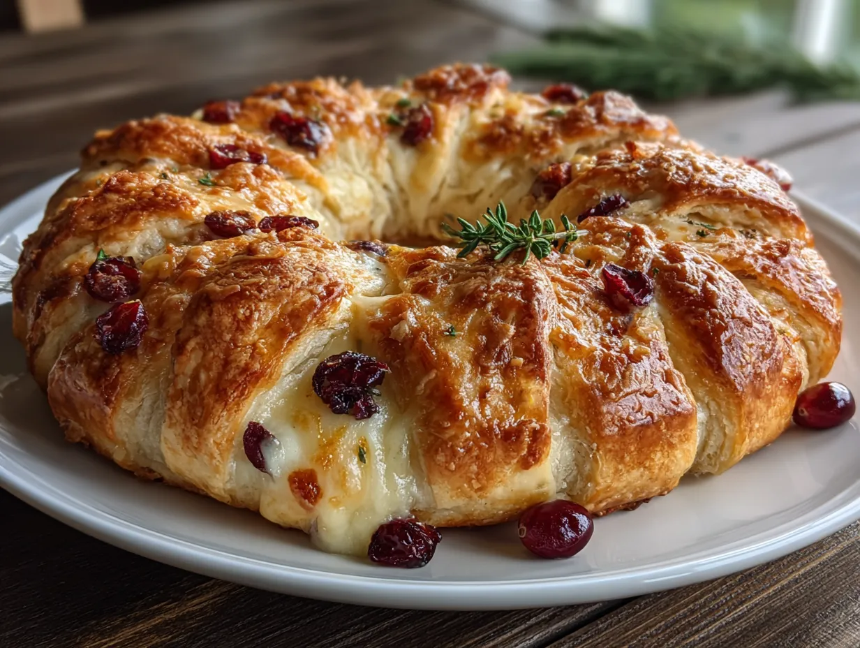 Festive Cranberry Brie Crescent Wreath
