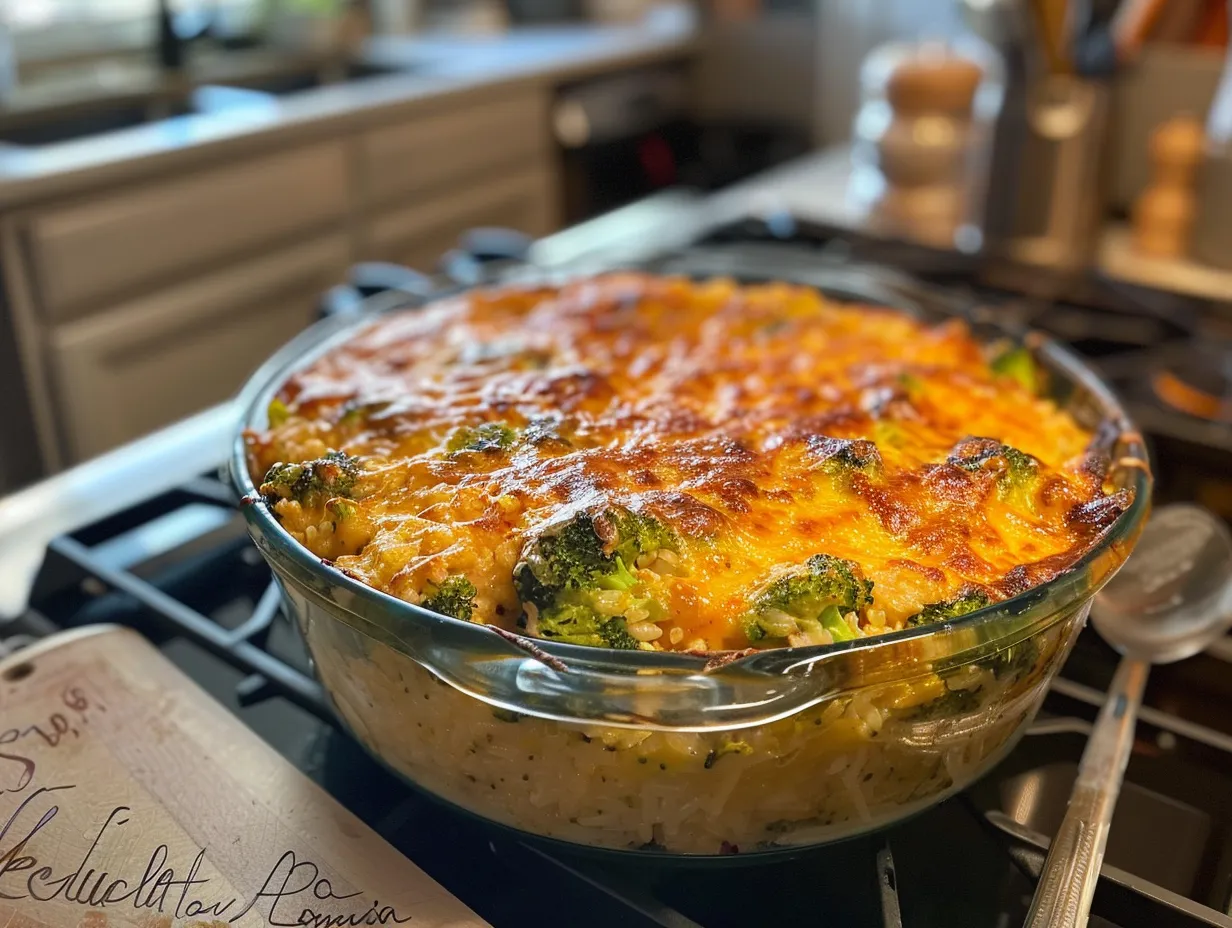 Finished Broccoli Cheese Rice Casserole