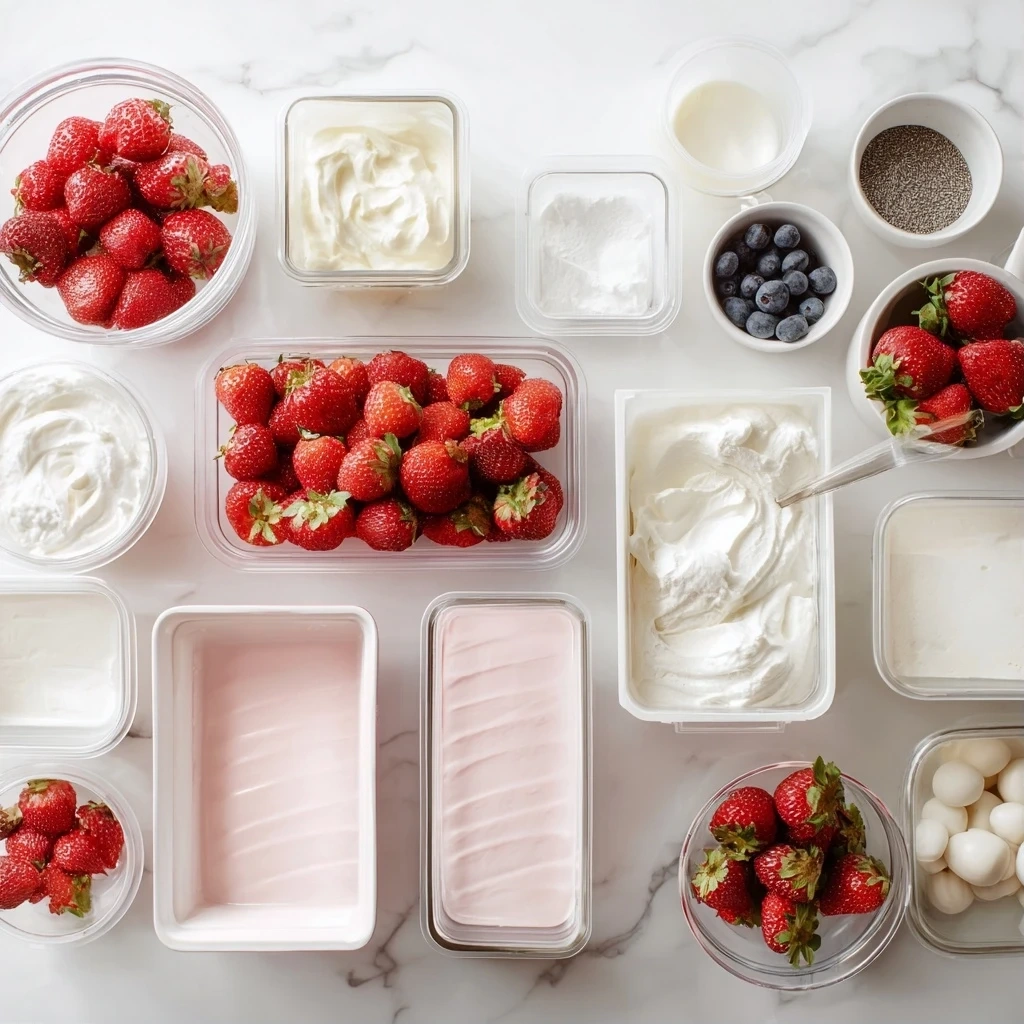 Fresh ingredients needed to make Strawberry Cool Whip Candy