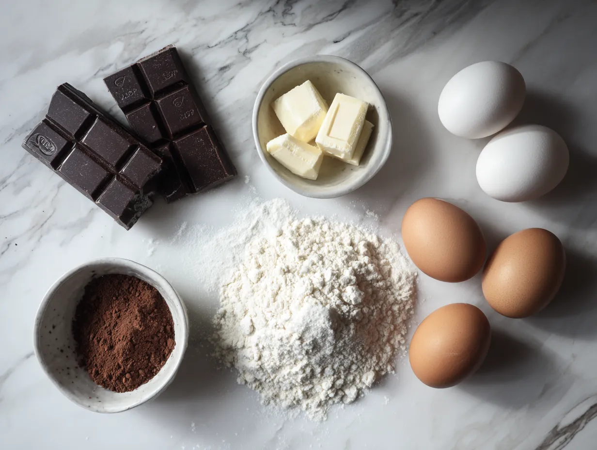 Ingredients for Triple Chocolate Pie: chocolate chips, heavy cream, graham cracker crust, butter, vanilla, and salt.