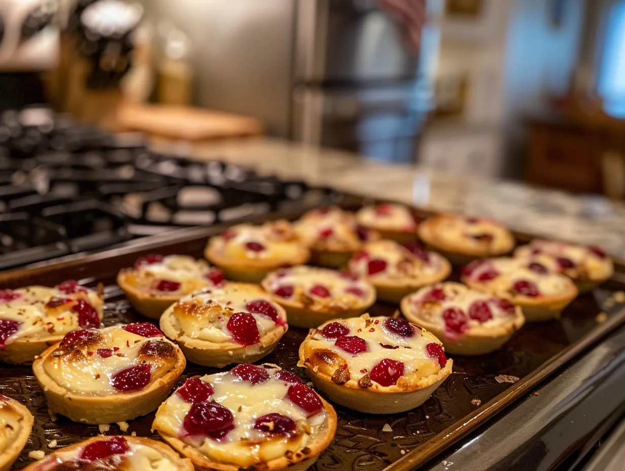 Golden and delicious homemade cranberry brie bites.