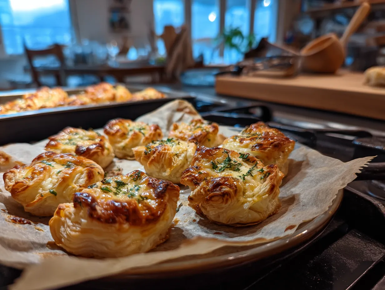 Golden brown and delicious homemade Puff Pastry Brie Bites.