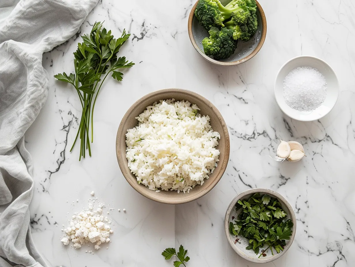 Ingredients for Broccoli Cheese Rice Casserole