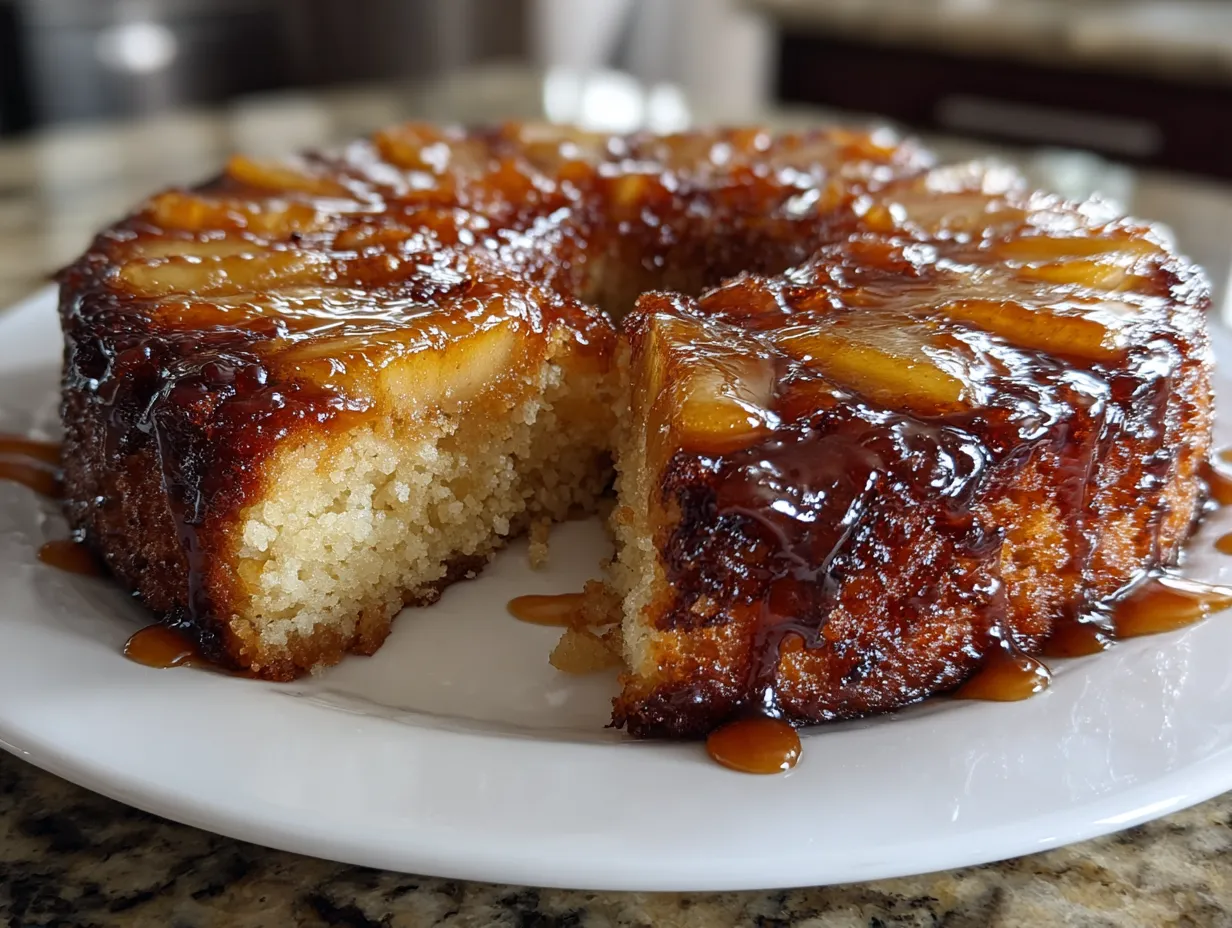 Mouthwatering Caramel Apple Upside-Down Cake on Display