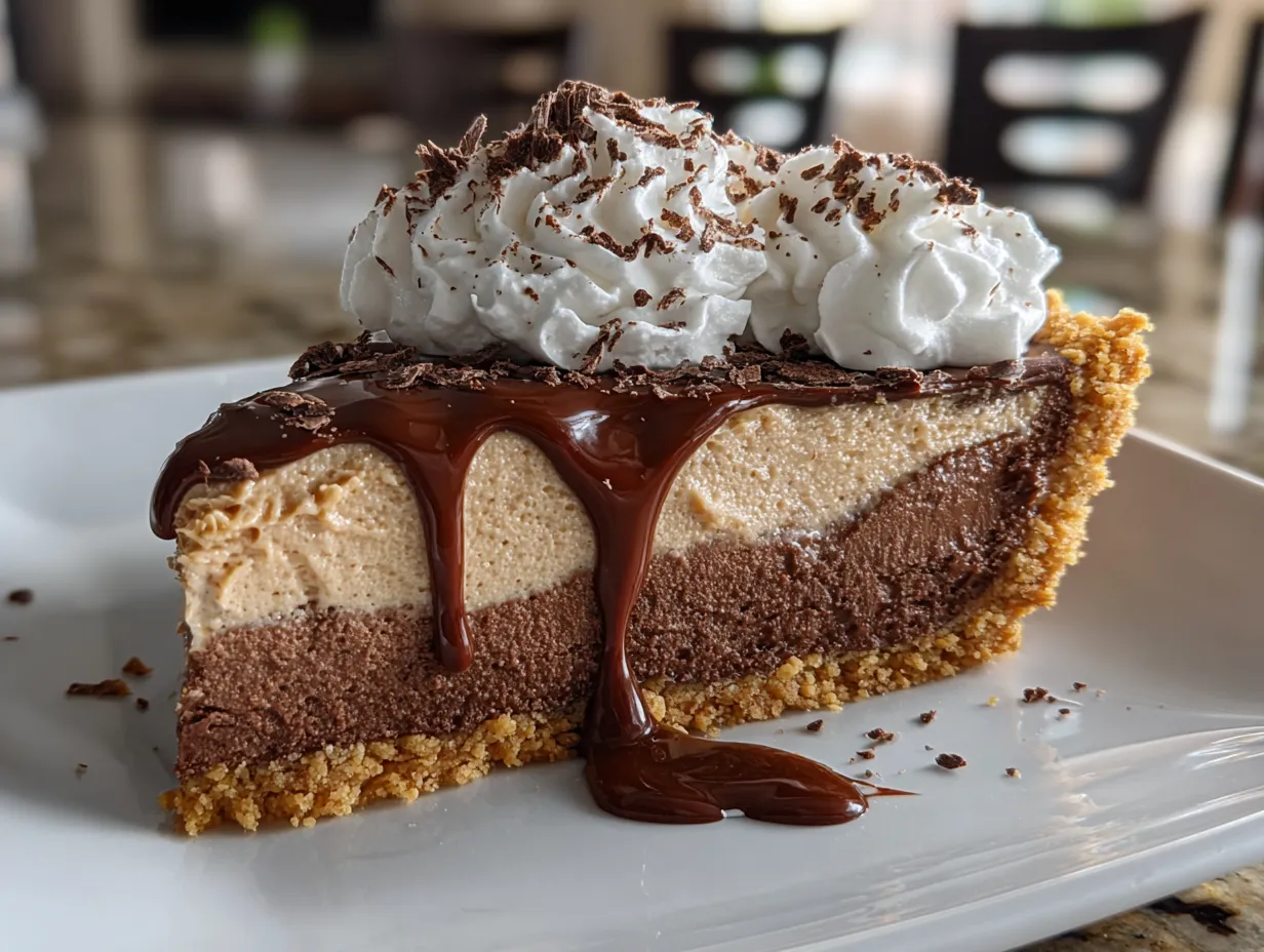 No-Bake Chocolate Peanut Butter Pie Ready to Eat