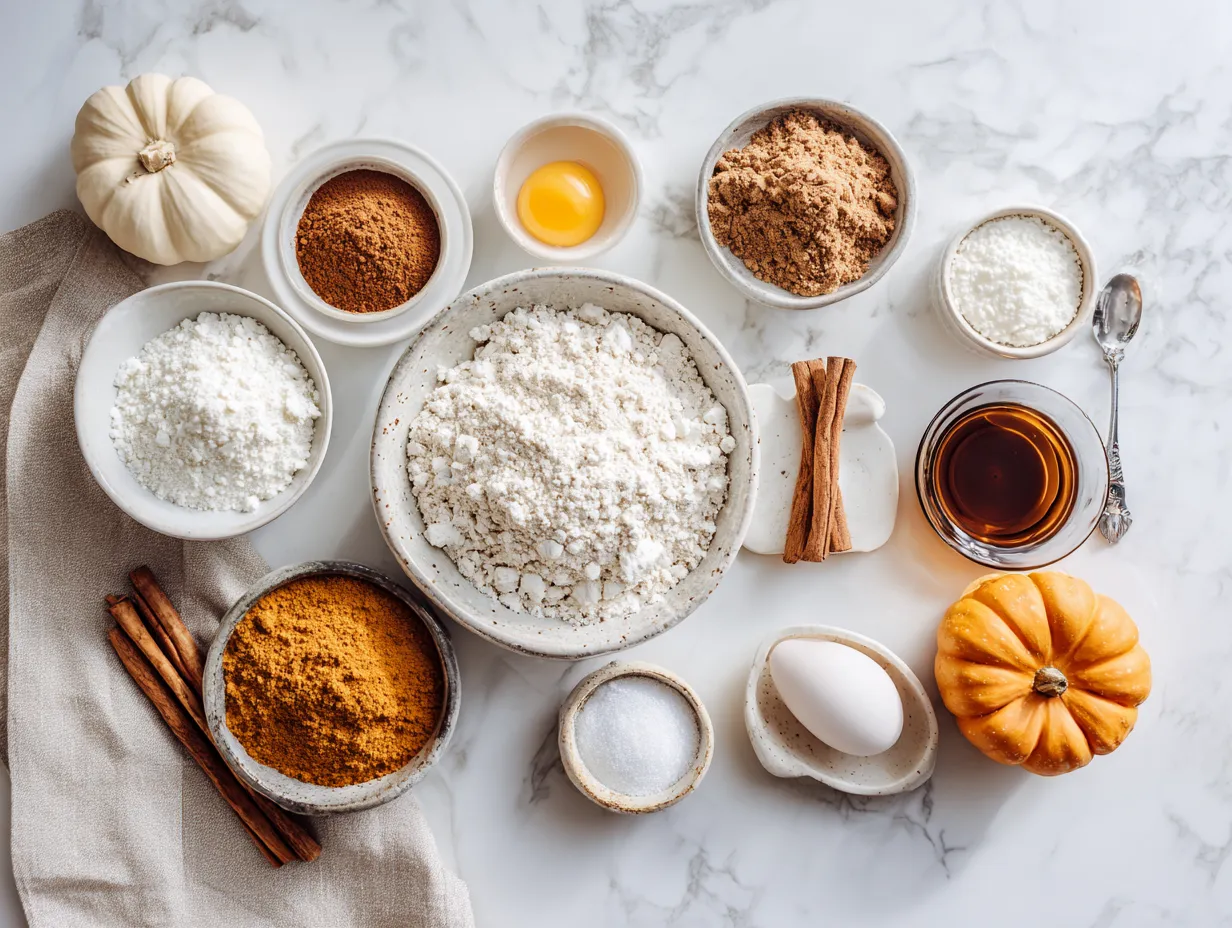 Ingredients for making No-Bake Pumpkin Cheesecake including graham crackers, butter, cream cheese, sweetened condensed milk, pumpkin puree, pumpkin pie spice, and vanilla extract