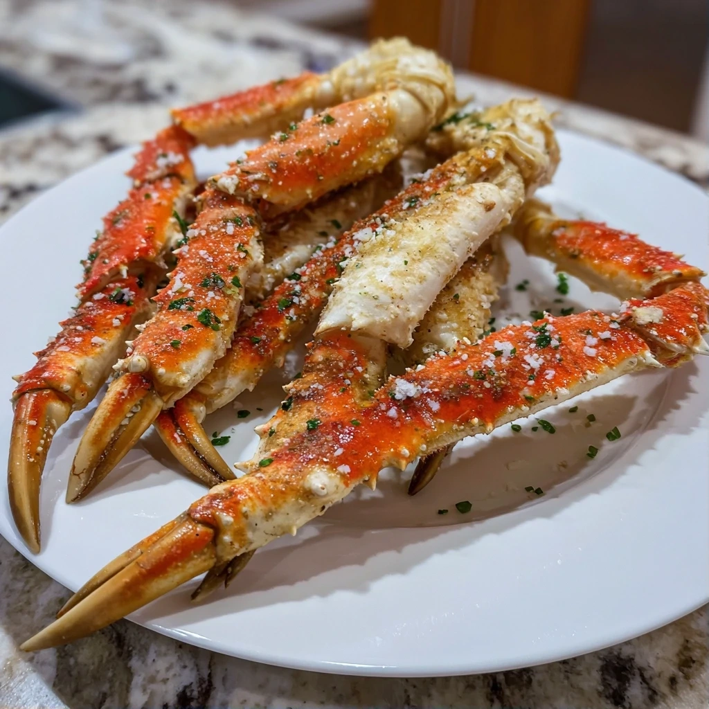Perfect oven baked snow crab legs ready to enjoy