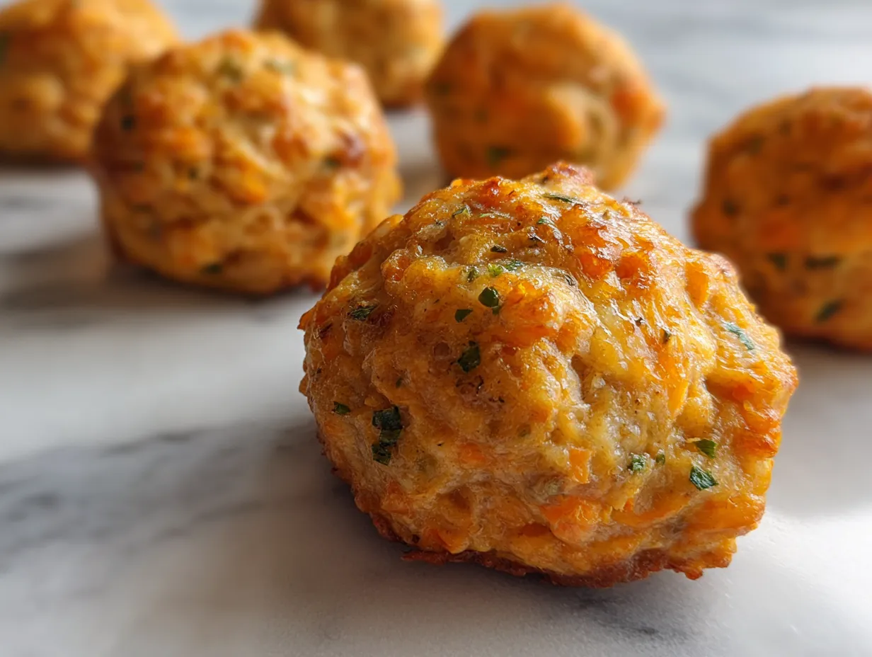 Ingredients for making Cheddar Bay Biscuit Sausage Balls laid out on a kitchen counter