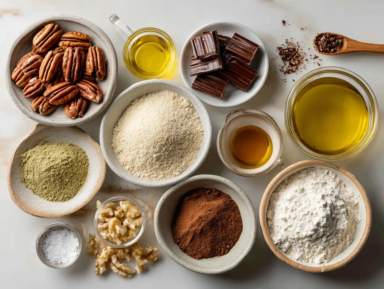 Ingredients for making Layered Chocolate Pecan Pie