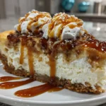 Salted Caramel Apple Pie Cheesecake close-up